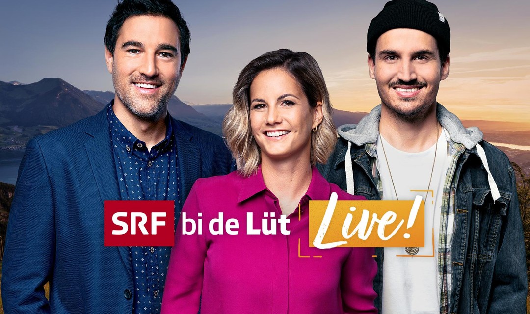 Die Moderatoren Salar Bahrampoori, Fabienne Gyr und Fabian Zbinden von «SRF bi de Lüt – Live».